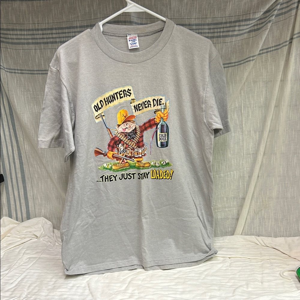 Jerzees Gray Graphic T-Shirt - Old Hunters Design